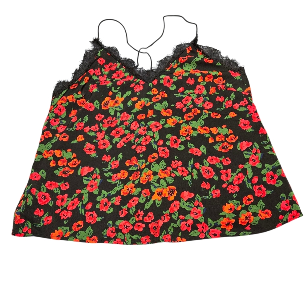 Sexy Red and Black Floral Camisole Top